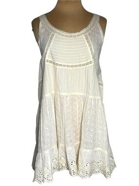 NWT Paper Lace Vintage Cottagecore Style Mini Dress Antique Cream Size Large